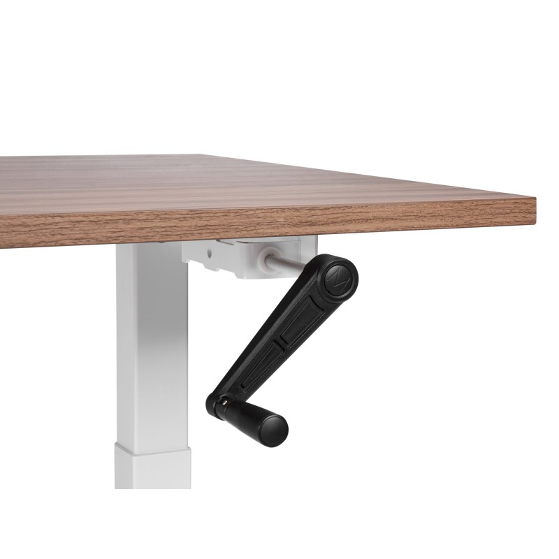 Biurko regulowane manualnie 160 x 72 cm ciemne drewno z białym DESTINES Biurko regulowane manualnie 160 x 72 cm ciemne drewno z białym DESTINES