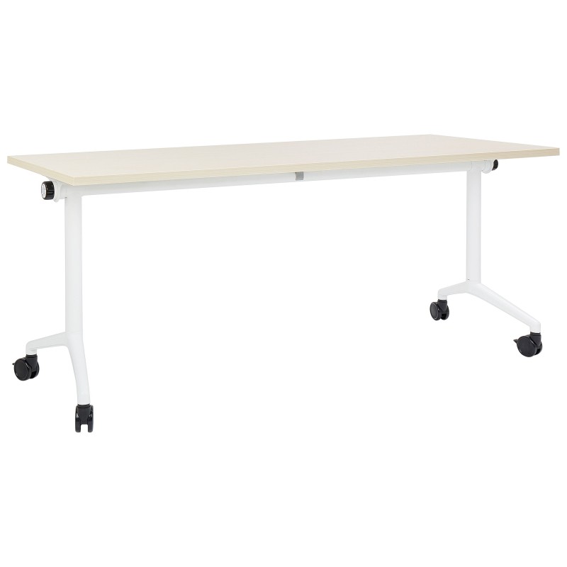 Biurko składane z kółkami 180 x 60 cm jasne drewno z białym CAVI Biurko składane z kółkami 180 x 60 cm jasne drewno z białym CAVI