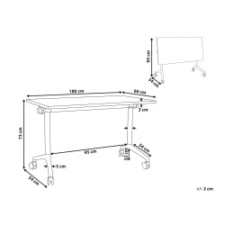 Biurko składane z kółkami 180 x 60 cm jasne drewno z białym CAVI Biurko składane z kółkami 180 x 60 cm jasne drewno z białym CAVI