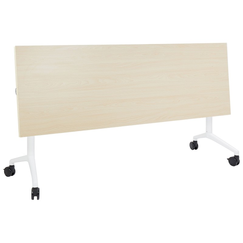 Biurko składane z kółkami 180 x 60 cm jasne drewno z białym CAVI Biurko składane z kółkami 180 x 60 cm jasne drewno z białym CAVI