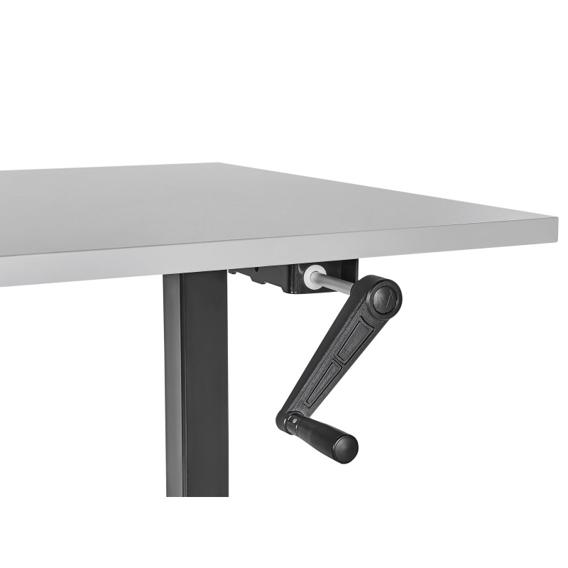 Biurko regulowane manualnie 120 x 72 cm szaro-czarne DESTINES Biurko regulowane manualnie 120 x 72 cm szaro-czarne DESTINES