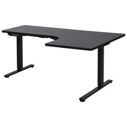 Biurko narożne prawe regulowane elektrycznie 160 x 59 cm czarne DESTINES Biurko narożne prawe regulowane elektrycznie 160 x 59 cm czarne DESTINES