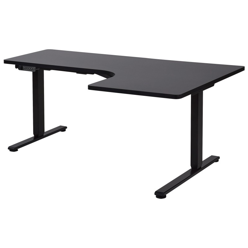 Biurko narożne prawe regulowane elektrycznie 160 x 59 cm czarne DESTINES Biurko narożne prawe regulowane elektrycznie 160 x 59 cm czarne DESTINES