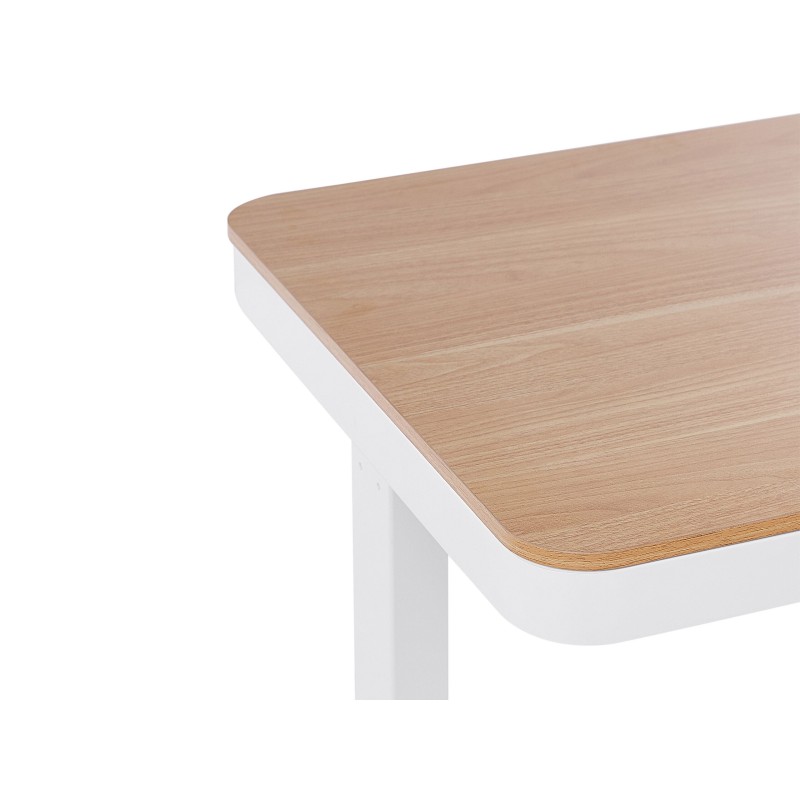 Biurko regulowane elektrycznie 120 x 60 cm z portem USB jasne drewno z białym KENLY Biurko regulowane elektrycznie 120 x 60 cm z portem USB jasne drewno z białym KENLY