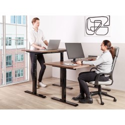 Biurko regulowane elektrycznie 120 x 72 cm ciemne drewno z czarnym DESTINES Biurko regulowane elektrycznie 120 x 72 cm ciemne drewno z czarnym DESTINES