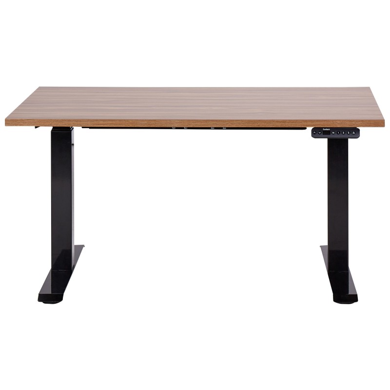 Biurko regulowane elektrycznie 120 x 72 cm ciemne drewno z czarnym DESTINES Biurko regulowane elektrycznie 120 x 72 cm ciemne drewno z czarnym DESTINES