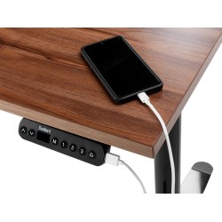 Biurko regulowane elektrycznie 120 x 72 cm ciemne drewno z czarnym DESTINES Biurko regulowane elektrycznie 120 x 72 cm ciemne drewno z czarnym DESTINES