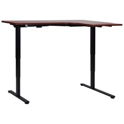 Biurko narożne prawe regulowane elektrycznie 160 x 59 cm ciemne drewno z czarnym DESTINES Biurko narożne prawe regulowane elektrycznie 160 x 59 cm ciemne drewno z czarnym DESTINES