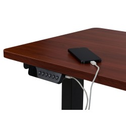 Biurko narożne prawe regulowane elektrycznie 160 x 59 cm ciemne drewno z czarnym DESTINES Biurko narożne prawe regulowane elektrycznie 160 x 59 cm ciemne drewno z czarnym DESTINES