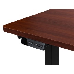 Biurko narożne prawe regulowane elektrycznie 160 x 59 cm ciemne drewno z czarnym DESTINES Biurko narożne prawe regulowane elektrycznie 160 x 59 cm ciemne drewno z czarnym DESTINES