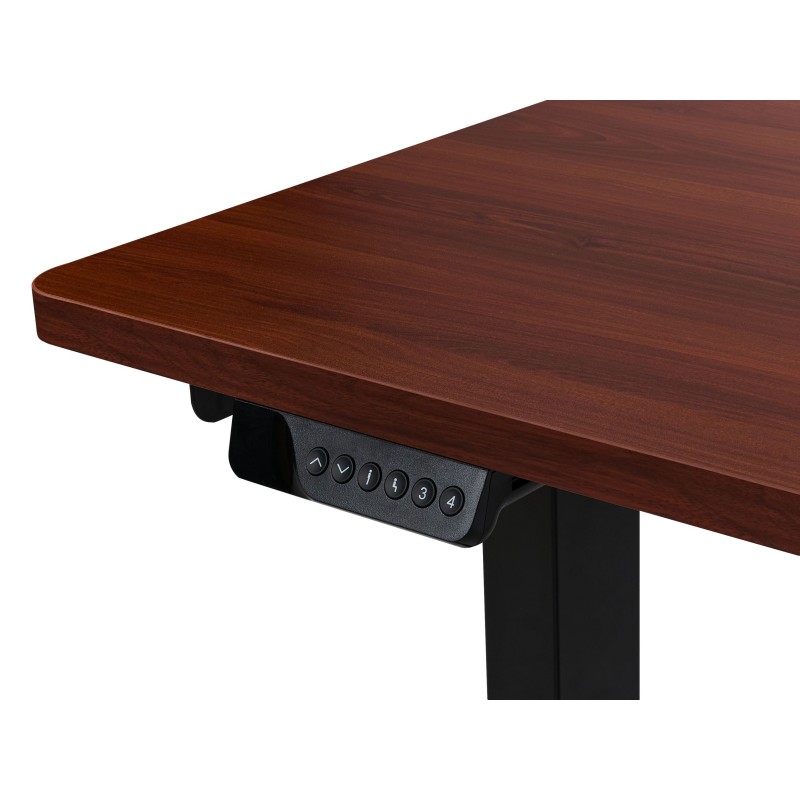 Biurko narożne prawe regulowane elektrycznie 160 x 59 cm ciemne drewno z czarnym DESTINES Biurko narożne prawe regulowane elektrycznie 160 x 59 cm ciemne drewno z czarnym DESTINES