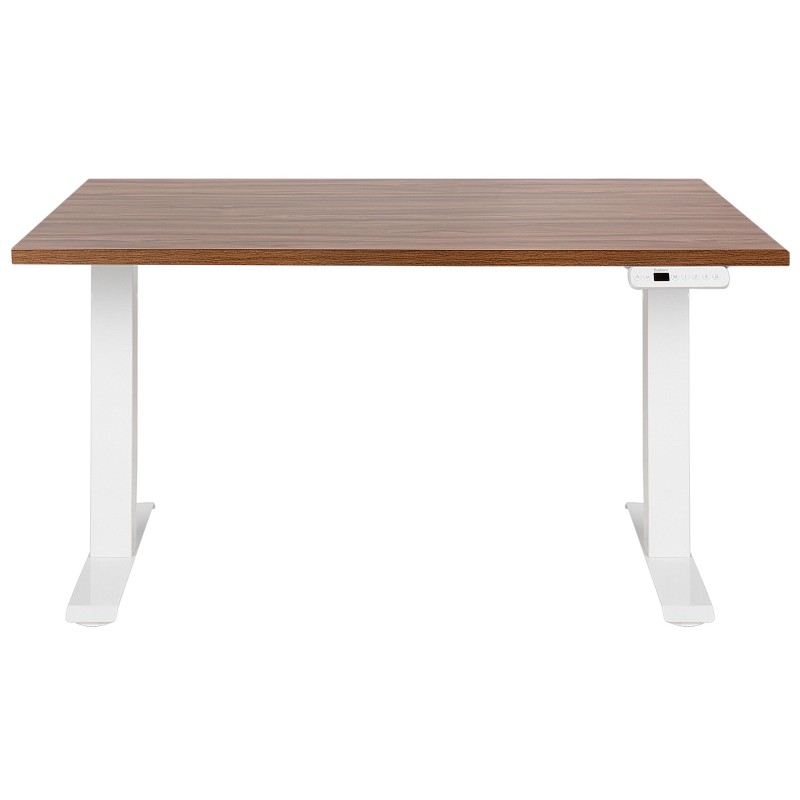 Biurko regulowane elektrycznie 120 x 72 cm ciemne drewno z białym DESTINES Biurko regulowane elektrycznie 120 x 72 cm ciemne drewno z białym DESTINES