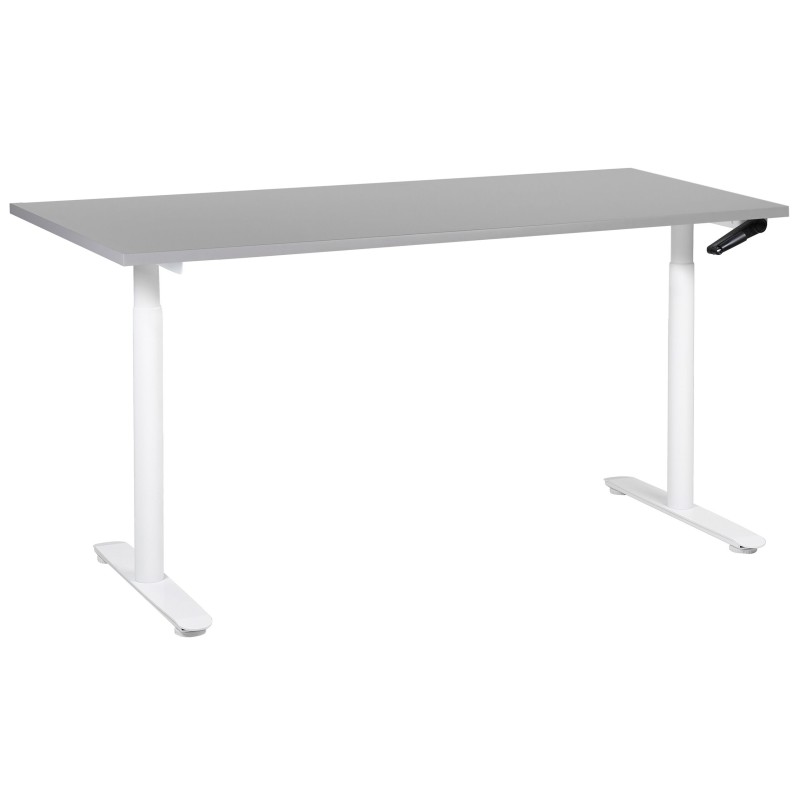 Biurko regulowane manualnie 160 x 72 cm szaro-białe DESTINAS Biurko regulowane manualnie 160 x 72 cm szaro-białe DESTINAS