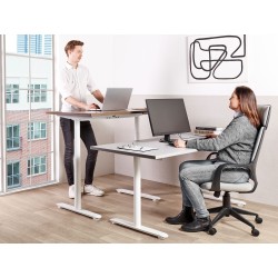 Biurko regulowane manualnie 160 x 72 cm szaro-białe DESTINAS Biurko regulowane manualnie 160 x 72 cm szaro-białe DESTINAS