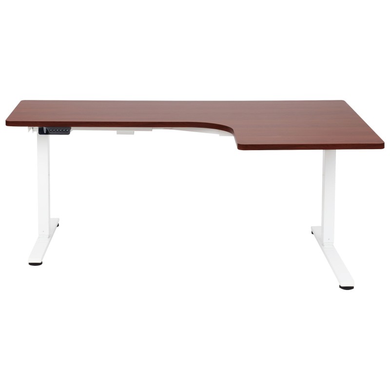 Biurko narożne prawe regulowane elektrycznie 160 x 59 cm ciemne drewno z białym DESTINES Biurko narożne prawe regulowane elektrycznie 160 x 59 cm ciemne drewno z białym DESTINES