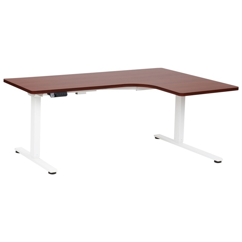 Biurko narożne prawe regulowane elektrycznie 160 x 59 cm ciemne drewno z białym DESTINES Biurko narożne prawe regulowane elektrycznie 160 x 59 cm ciemne drewno z białym DESTINES