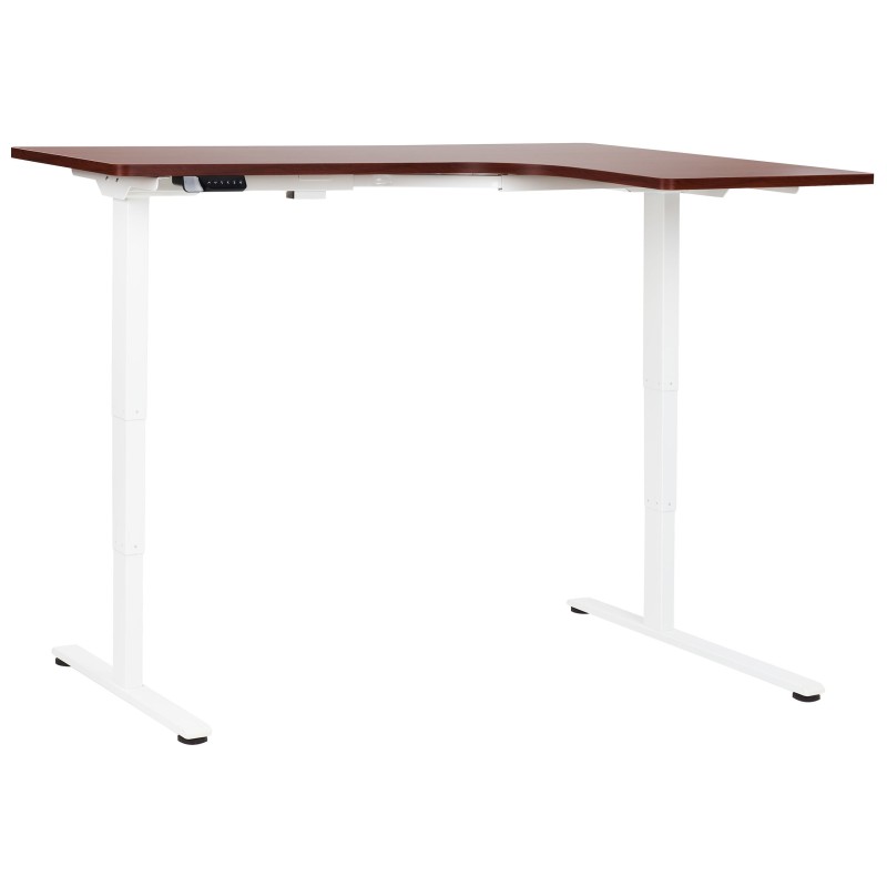 Biurko narożne prawe regulowane elektrycznie 160 x 59 cm ciemne drewno z białym DESTINES Biurko narożne prawe regulowane elektrycznie 160 x 59 cm ciemne drewno z białym DESTINES