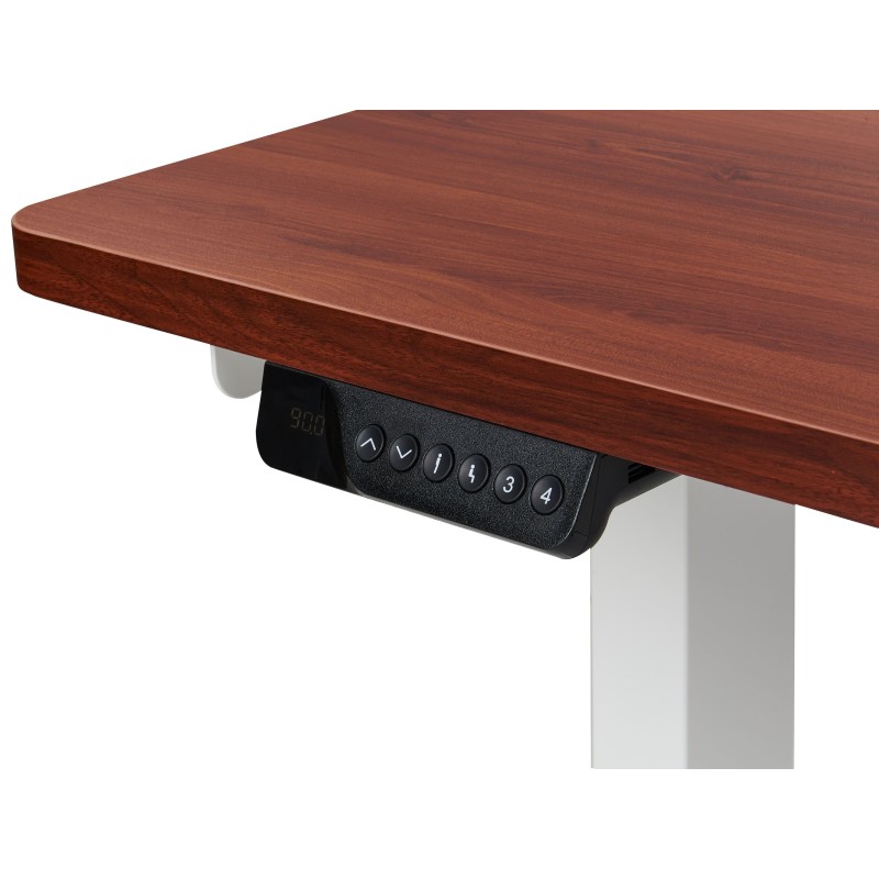 Biurko narożne prawe regulowane elektrycznie 160 x 59 cm ciemne drewno z białym DESTINES Biurko narożne prawe regulowane elektrycznie 160 x 59 cm ciemne drewno z białym DESTINES