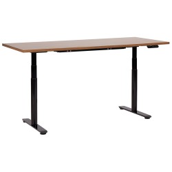 Biurko regulowane elektrycznie 180 x 80 cm ciemne drewno z czarnym DESTINAS