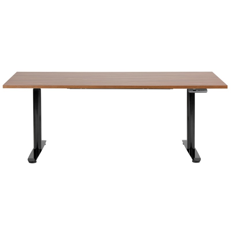 Biurko regulowane elektrycznie 180 x 80 cm ciemne drewno z czarnym DESTINAS Biurko regulowane elektrycznie 180 x 80 cm ciemne drewno z czarnym DESTINAS