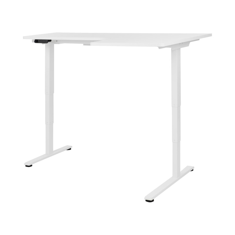 Biurko narożne prawe regulowane elektrycznie 160 x 59 cm białe DESTINES Biurko narożne prawe regulowane elektrycznie 160 x 59 cm białe DESTINES