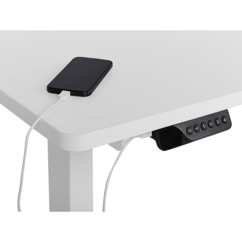 Biurko narożne prawe regulowane elektrycznie 160 x 59 cm białe DESTINES Biurko narożne prawe regulowane elektrycznie 160 x 59 cm białe DESTINES