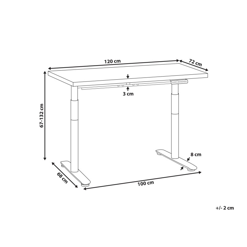 Biurko regulowane elektrycznie 120 x 72 cm czarno-białe DESTINAS Biurko regulowane elektrycznie 120 x 72 cm czarno-białe DESTINAS