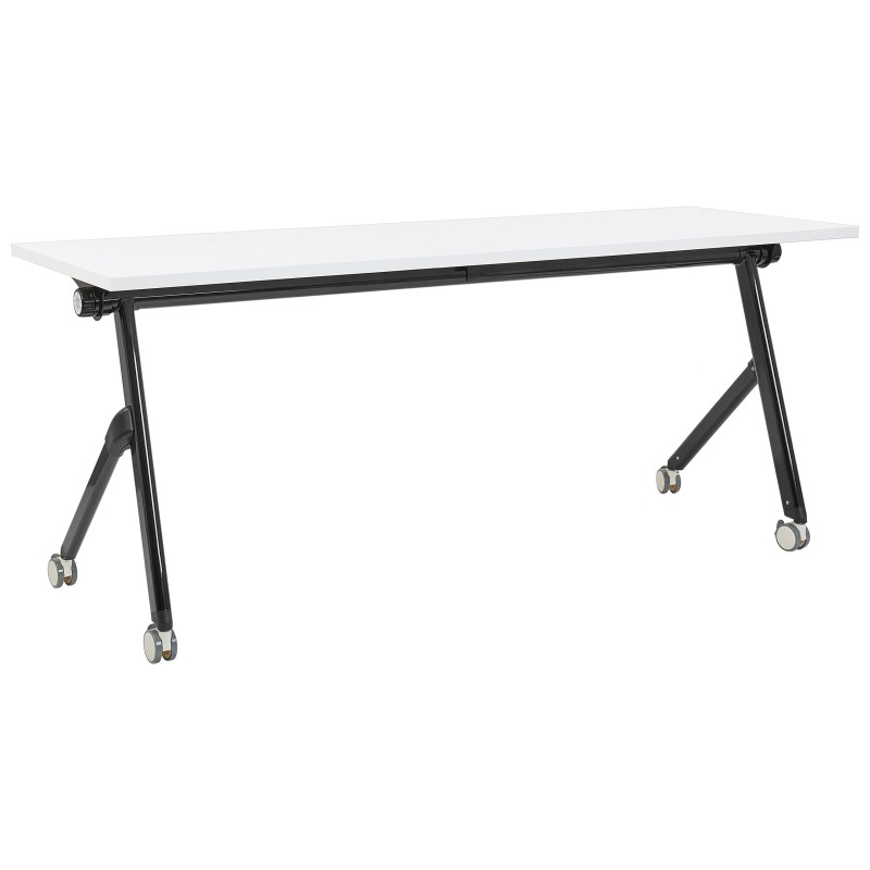 Biurko składane z kółkami 180 x 60 cm białe z czarnym BENDI Biurko składane z kółkami 180 x 60 cm białe z czarnym BENDI