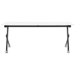 Biurko składane z kółkami 180 x 60 cm białe z czarnym BENDI Biurko składane z kółkami 180 x 60 cm białe z czarnym BENDI
