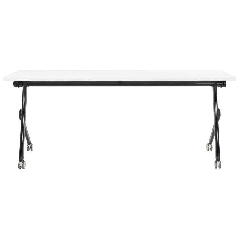 Biurko składane z kółkami 180 x 60 cm białe z czarnym BENDI Biurko składane z kółkami 180 x 60 cm białe z czarnym BENDI
