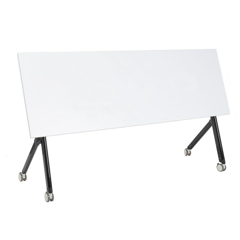 Biurko składane z kółkami 180 x 60 cm białe z czarnym BENDI Biurko składane z kółkami 180 x 60 cm białe z czarnym BENDI