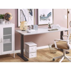 Biurko regulowane elektrycznie 130 x 72 cm szaro-czarne DESTIN II Biurko regulowane elektrycznie 130 x 72 cm szaro-czarne DESTIN II