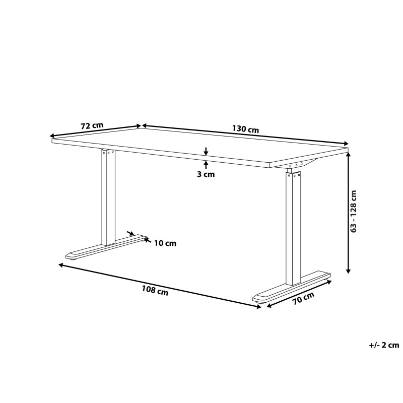 Biurko regulowane elektrycznie 130 x 72 cm szaro-czarne DESTIN II Biurko regulowane elektrycznie 130 x 72 cm szaro-czarne DESTIN II