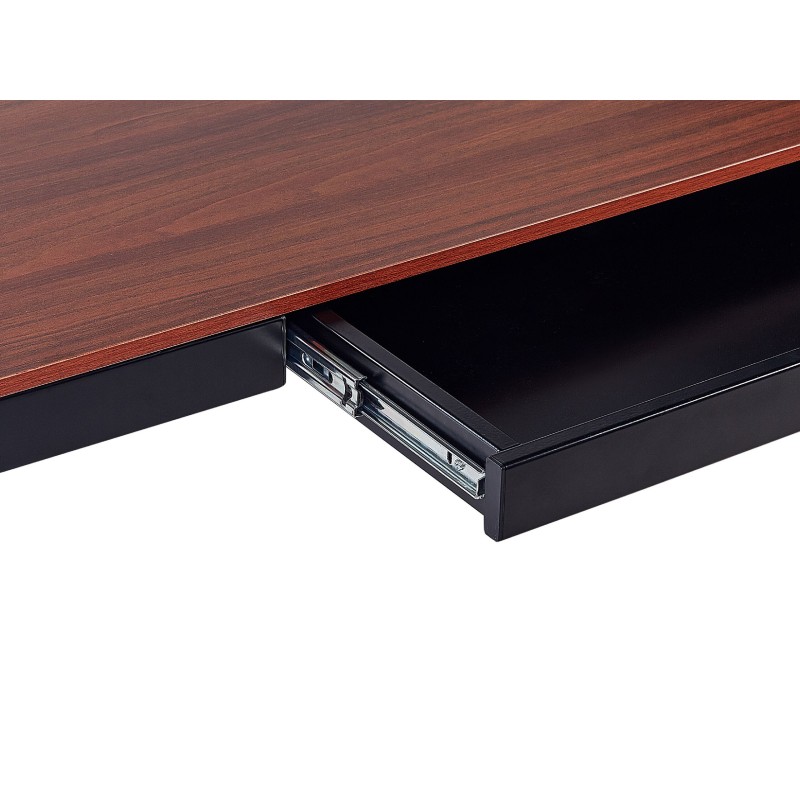 Biurko regulowane elektrycznie 120 x 60 cm z portem USB ciemne drewno z czarnym KENLY Biurko regulowane elektrycznie 120 x 60 cm z portem USB ciemne drewno z czarnym KENLY