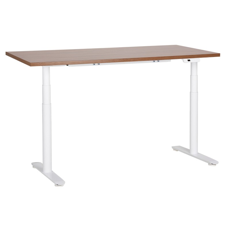 Biurko regulowane elektrycznie 160 x 72 cm ciemne drewno z białym DESTINAS Biurko regulowane elektrycznie 160 x 72 cm ciemne drewno z białym DESTINAS