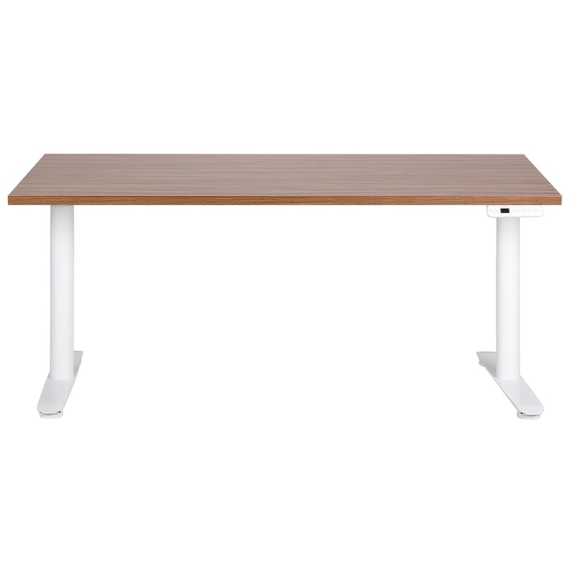 Biurko regulowane elektrycznie 160 x 72 cm ciemne drewno z białym DESTINAS Biurko regulowane elektrycznie 160 x 72 cm ciemne drewno z białym DESTINAS