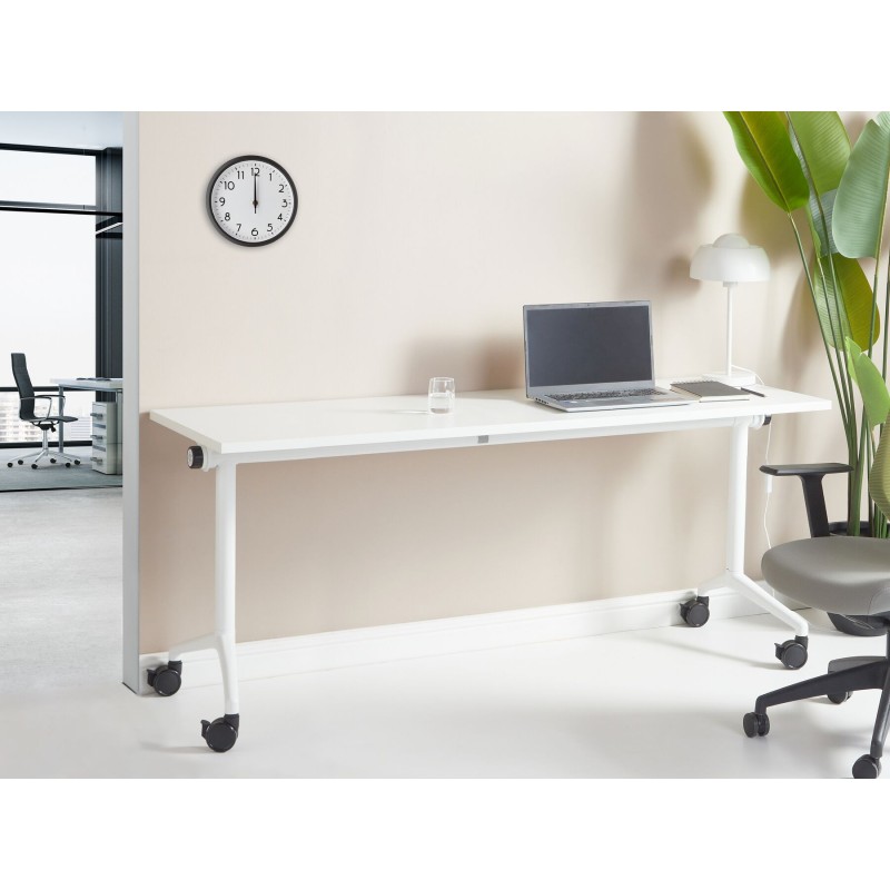Biurko składane z kółkami 180 x 60 cm białe CAVI Biurko składane z kółkami 180 x 60 cm białe CAVI