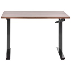 Biurko regulowane manualnie 120 x 72 cm ciemne drewno z czarnym DESTINES Biurko regulowane manualnie 120 x 72 cm ciemne drewno z czarnym DESTINES