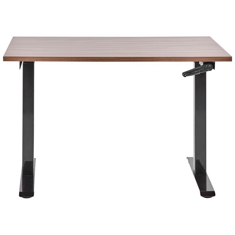 Biurko regulowane manualnie 120 x 72 cm ciemne drewno z czarnym DESTINES Biurko regulowane manualnie 120 x 72 cm ciemne drewno z czarnym DESTINES