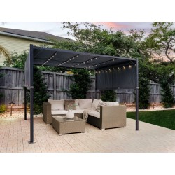 Pawilon ogrodowy LED PARGA Metal 310 cm 310 cm Ciemnoszary Pawilon ogrodowy LED PARGA Metal 310 cm 310 cm Ciemnoszary
