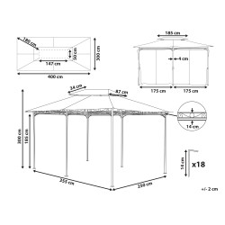 Pawilon ogrodowy COLOS Metal 400 cm 300 cm Grafitowy Pawilon ogrodowy COLOS Metal 400 cm 300 cm Grafitowy