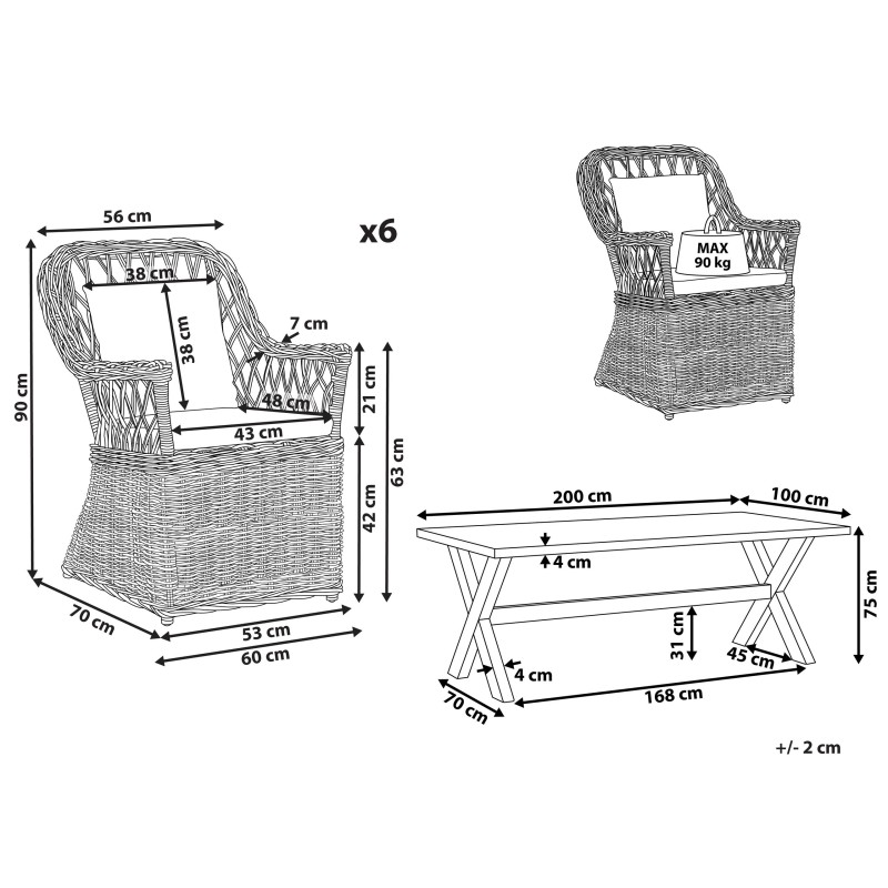 Zestaw ogrodowy dla 6 osób MAROS/OLBIA z poduszkami Beton Jasnobrązowy Zestaw ogrodowy dla 6 osób MAROS/OLBIA z poduszkami Beton Jasnobrązowy