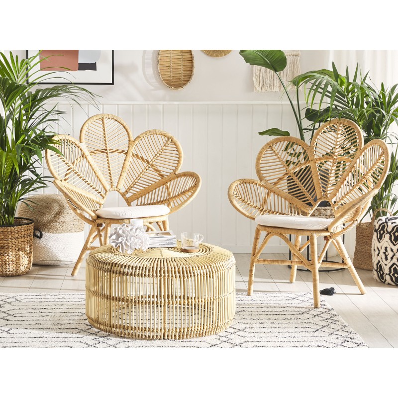 Zestaw mebli balkonowych z poduszkami FLORENTINE / LIMNI Rattan Beżowy Zestaw mebli balkonowych z poduszkami FLORENTINE / LIMNI Rattan Beżowy