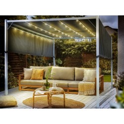 Pawilon ogrodowy LED PARGA Metal 310 cm 310 cm Szary Pawilon ogrodowy LED PARGA Metal 310 cm 310 cm Szary