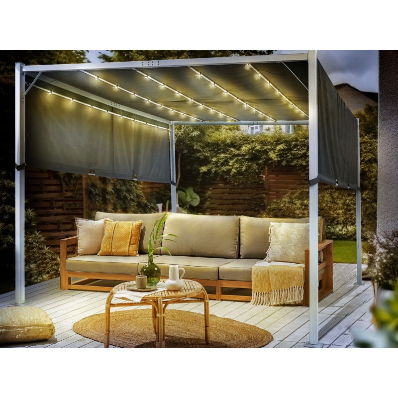 Pawilon ogrodowy LED PARGA Metal 310 cm 310 cm Szary Pawilon ogrodowy LED PARGA Metal 310 cm 310 cm Szary