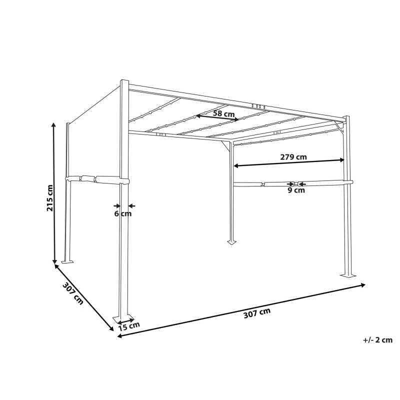 Pawilon ogrodowy LED PARGA Metal 310 cm 310 cm Szary Pawilon ogrodowy LED PARGA Metal 310 cm 310 cm Szary