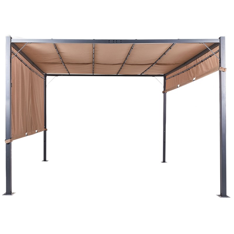 Pawilon ogrodowy LED PARGA Metal 310 cm 310 cm Brązowy Pawilon ogrodowy LED PARGA Metal 310 cm 310 cm Brązowy