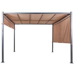 Pawilon ogrodowy LED PARGA Metal 310 cm 310 cm Brązowy Pawilon ogrodowy LED PARGA Metal 310 cm 310 cm Brązowy