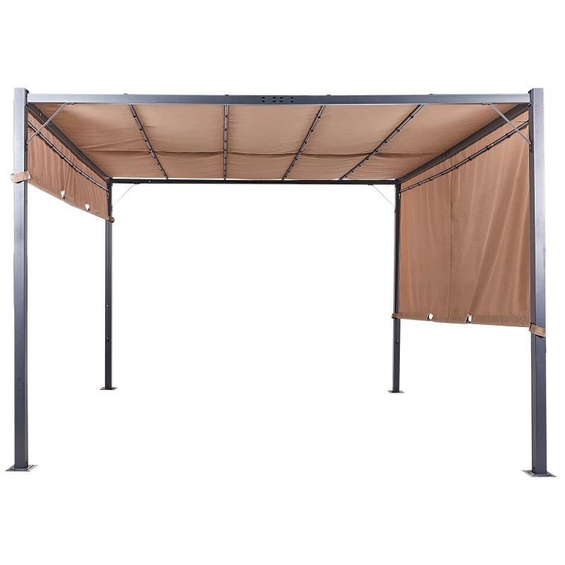 Pawilon ogrodowy LED PARGA Metal 310 cm 310 cm Brązowy Pawilon ogrodowy LED PARGA Metal 310 cm 310 cm Brązowy
