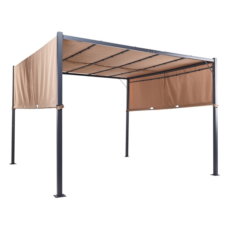 Pawilon ogrodowy LED PARGA Metal 310 cm 310 cm Brązowy Pawilon ogrodowy LED PARGA Metal 310 cm 310 cm Brązowy